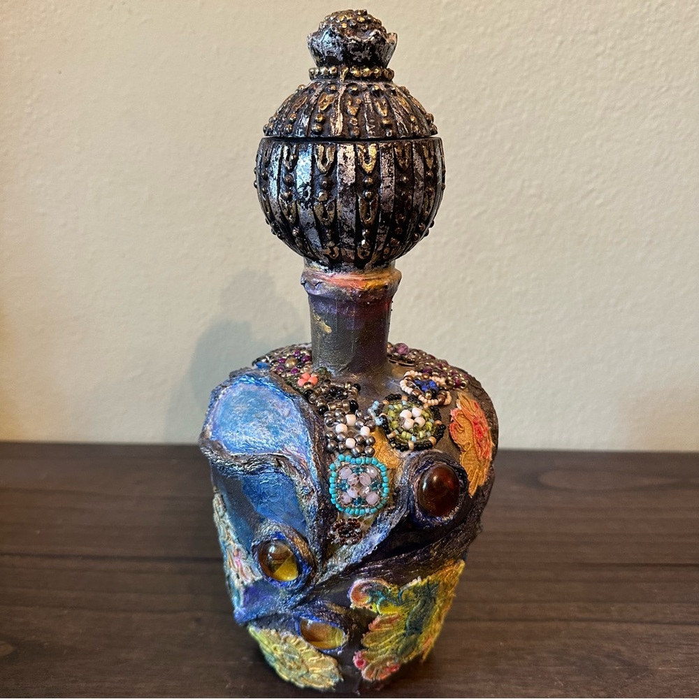 Boho‎ Bohemian Luxe Bejeweled Decorative Bottle Vase Vintage